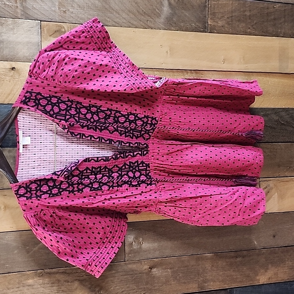 Knox Rose Magenta Blouse with Navy Embroidery Size M - Picture 2 of 10